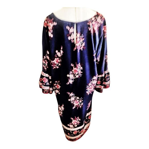 Sage & Vicky Plus Size Blue Abstract Floral Boho Bell Sleeve Dress Size 2X NWOT - Picture 5 of 8